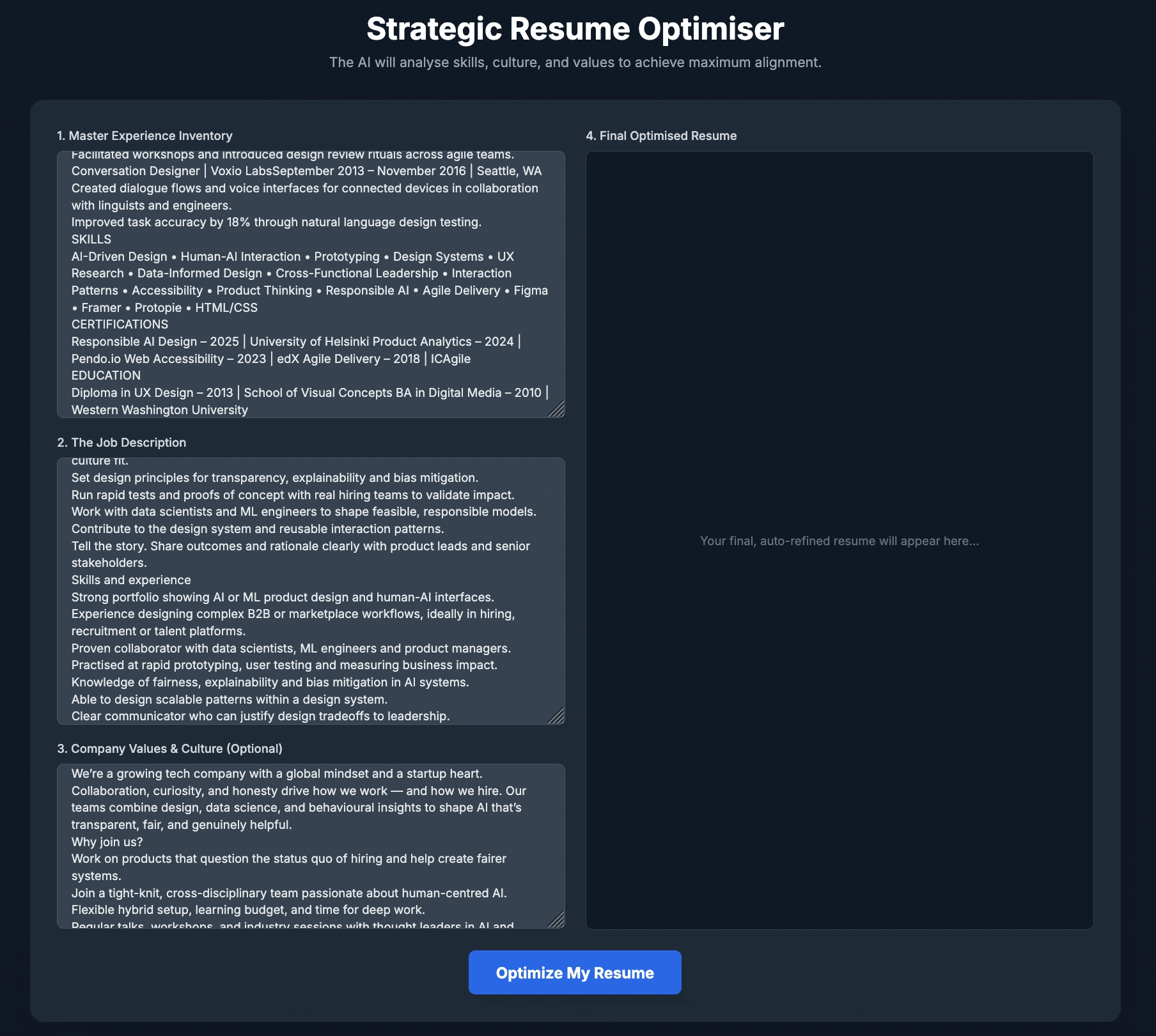 MVP resume optimising