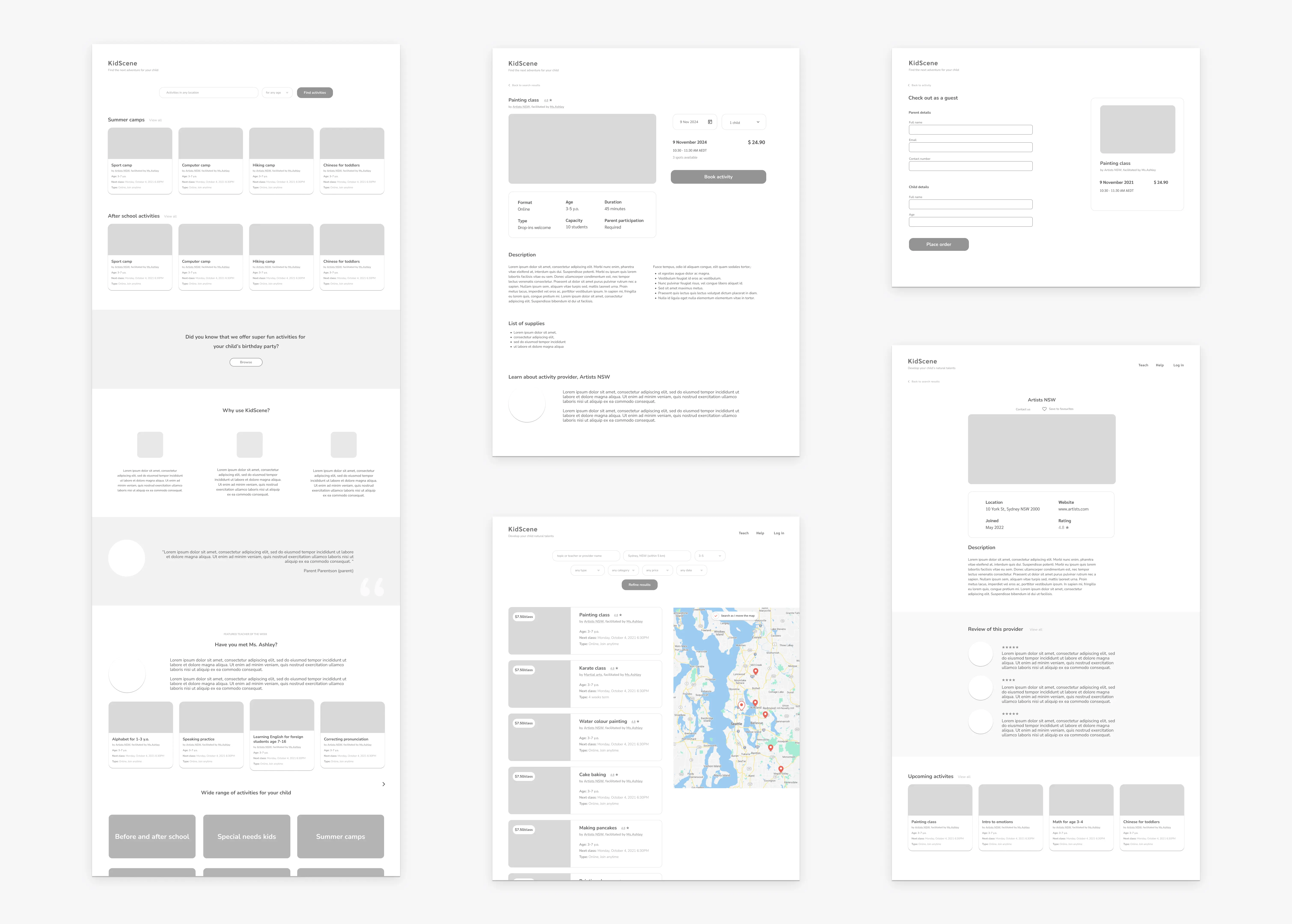 Low fidelity wireframes